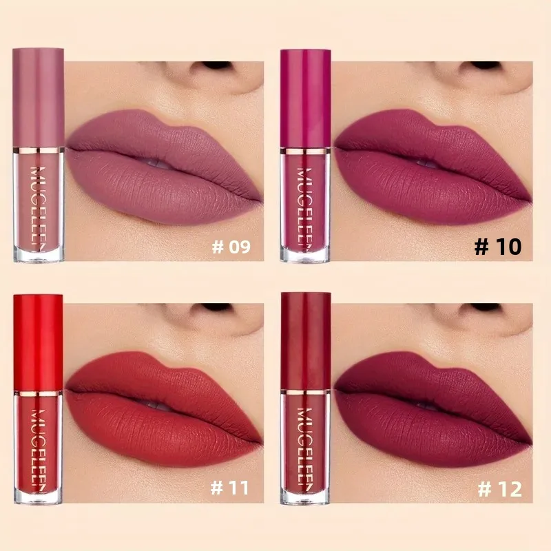 Zestaw 12 kolorów matowych płynnych szminek Długotrwały, nieprzywierający, wodoodporny koreański błyszczyk do ust dla kobiet