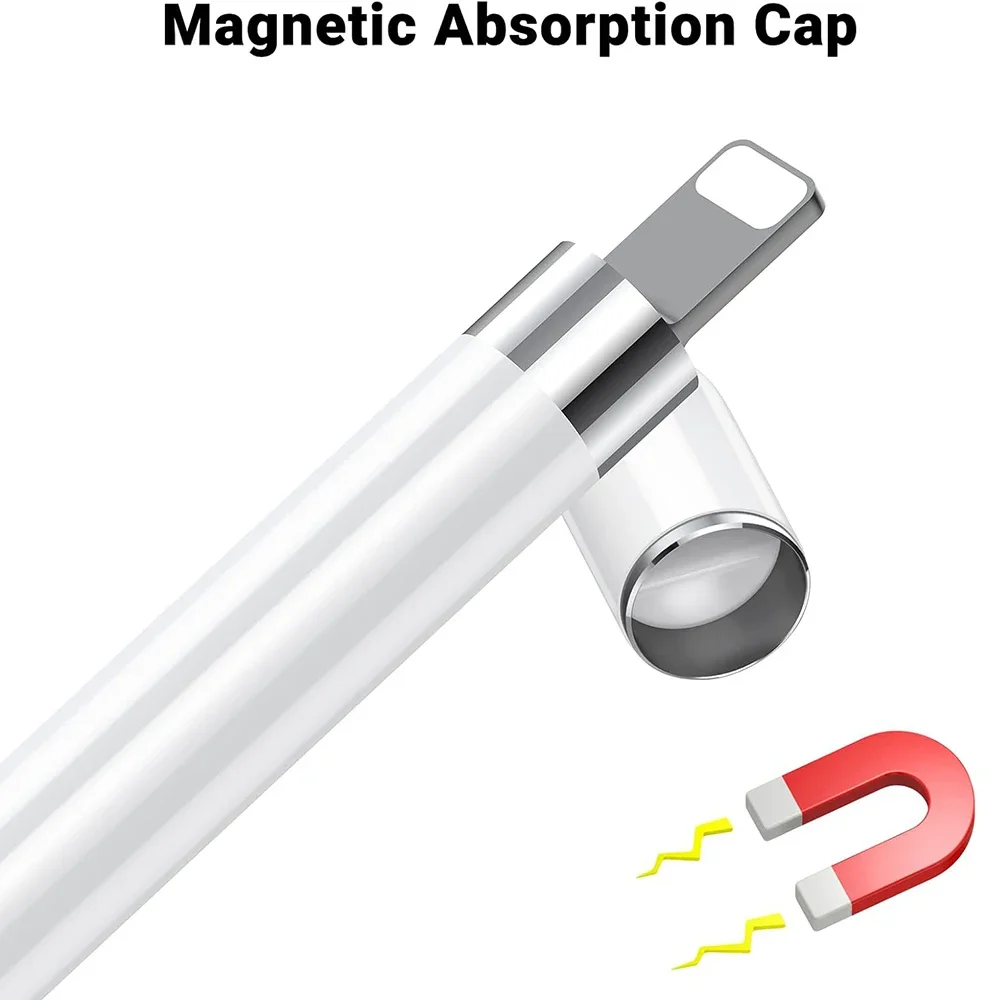 Magnetic Replacement Cap with Silicone Holder for Apple Pencil 1st Gen Stylus Cover Anti Fall Silicone Pen Holder for IPencil 1