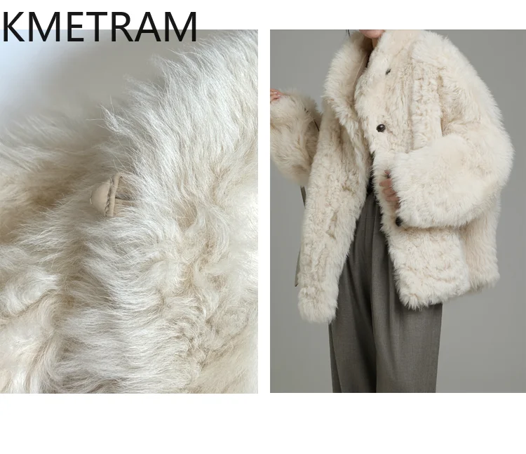 KMETRAM 100% натуральная тосканская шерсть, овчина, меховая куртка средней длины, женская праздничная одежда, зимние пальто 2025 пуховик женский зимний