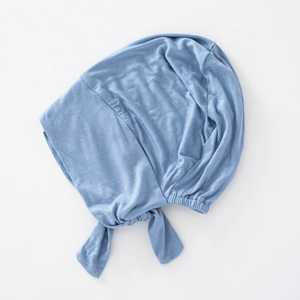 Soft Elastic Jersey Strap Cap Muslim Inner Hijab Women Forehead Crossed Underscarf Solid Color Ninja Bonnet Headscarf Headband