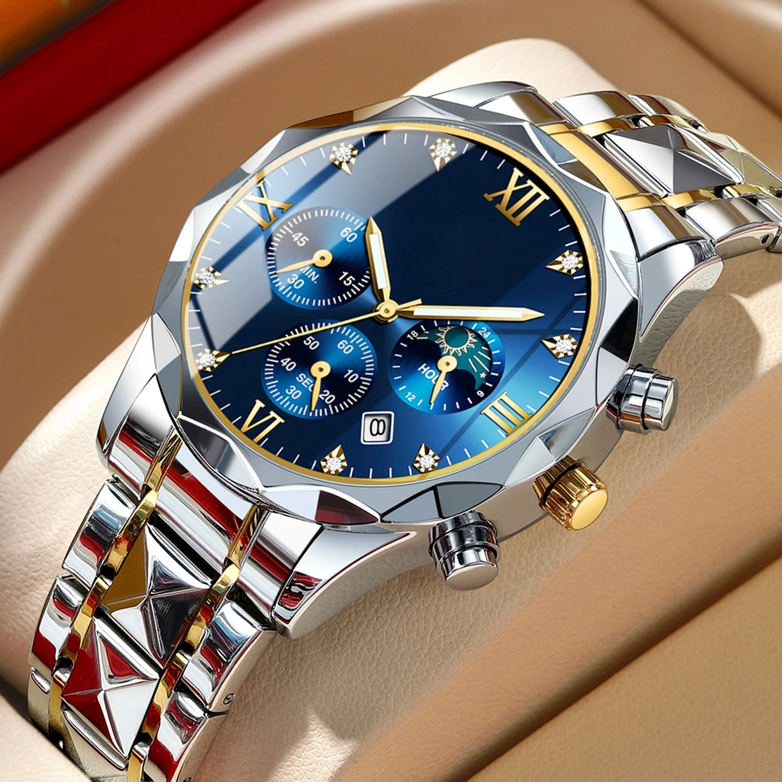 VA VA VOOM 2025 New Fashion Date Chronograph Men's Quartz Wholesale Stainless Steel Sports Watch with Luminous Light