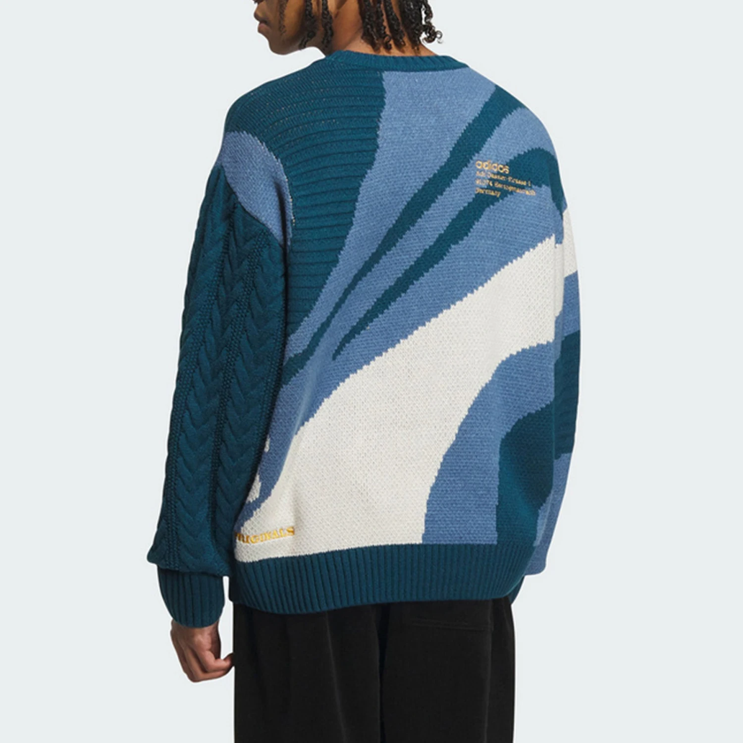 Adidas genuine clover men's retro knitted round neck casual sweatshirt IN0986