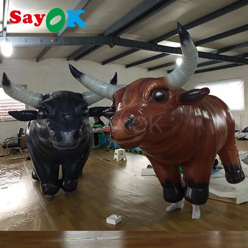 

Inflatable Moving Bull Costume Vivid Design Inflatable Spanish Bullfighting Cartoon Figure For Event Party