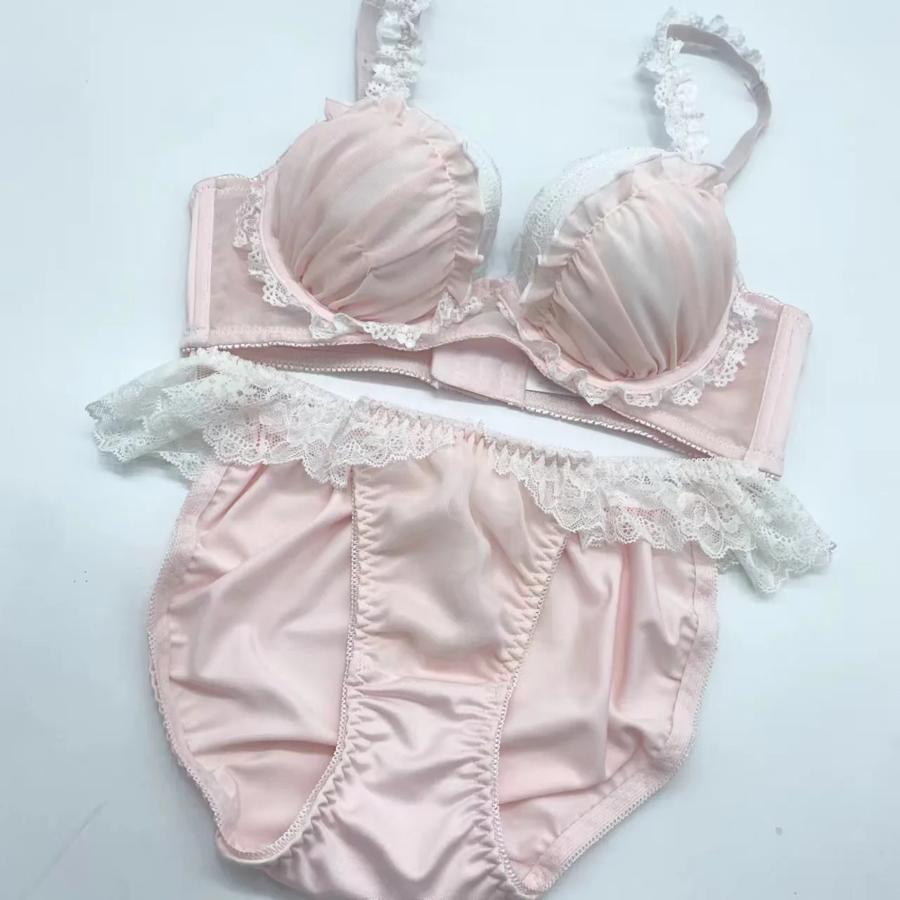 New sexy lace girls bra set gathered on the support does not run cup lingerie with briefs sets skin-friendly underwear panties