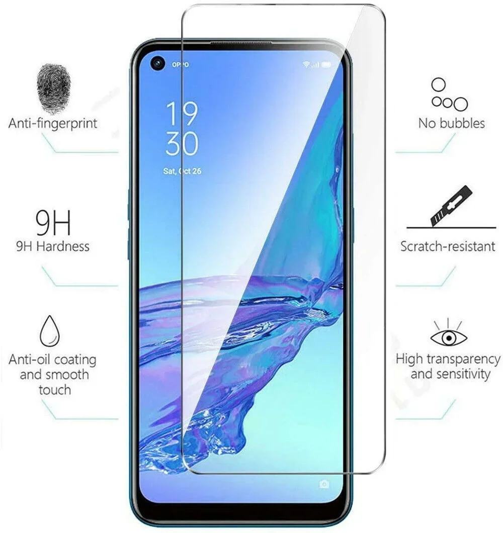 OPPO Reno8 A57s A55s A58 A16e A97 A77s A17k K10x A1x 용 비산 방지 유리 실드, 케이스 호환 보호 실드