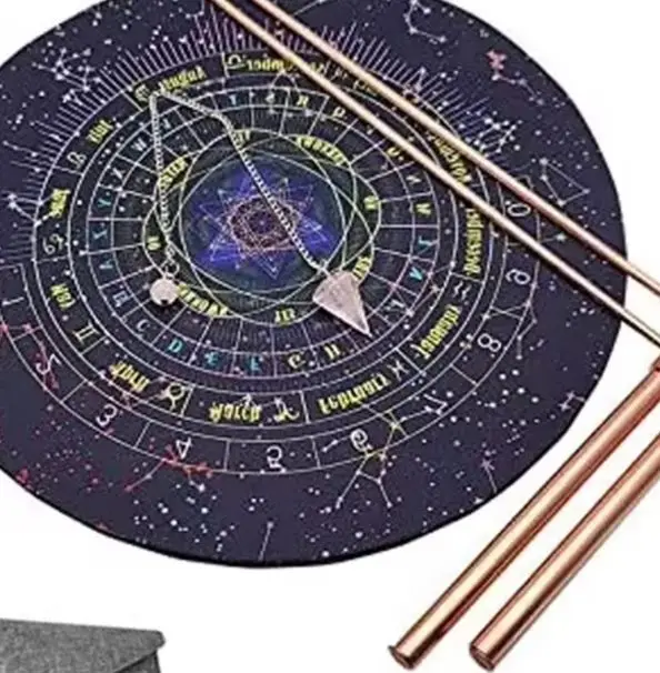 Copper Dowsing Rods Set 2pcs With Pendulum And Fortune Teller Mat For Divination Water Gold Metal Detecting And Paranormal Inves