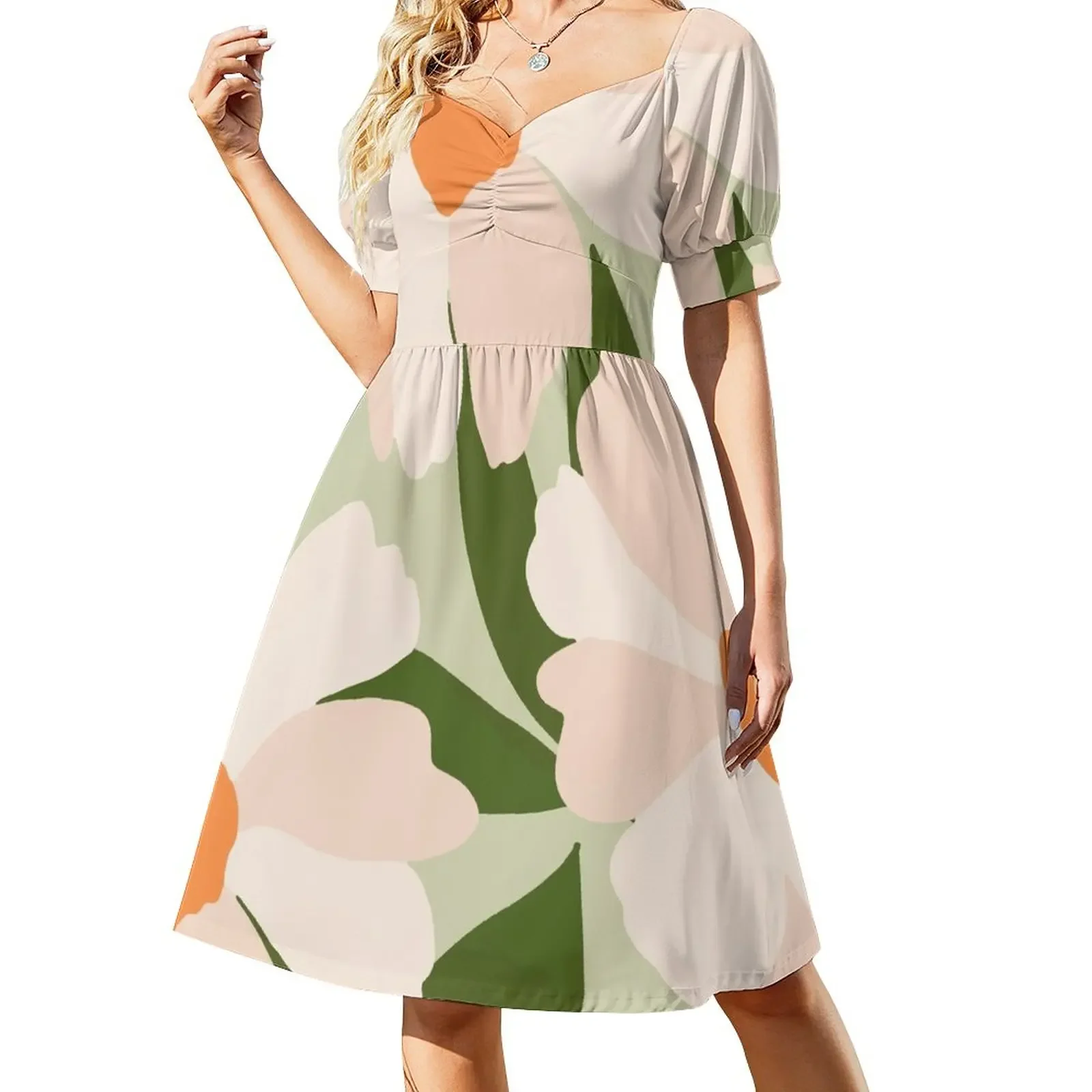 

Freya's flower - greenery Short-Sleeved Dress long dress women summer Women long dress