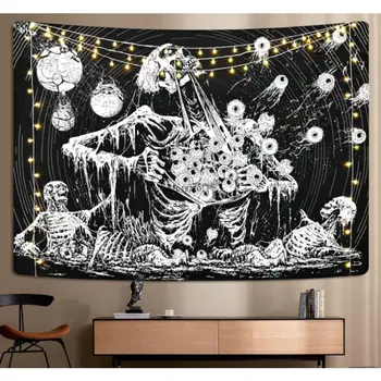 骷髏掛毯,神秘之眼掛毯,骷髏掛毯,黑白掛毯,適合臥室、客廳等場所。 10 最佳銷售 歌德式房間 - №2