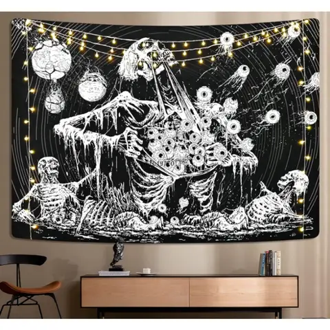 खोपड़ी टेपेस्ट्री, रहस्यमय आंख टेपेस्ट्री, खोपड़ी टेपेस्ट्री, काले और सफेद टेपेस्ट्री दीवार पर लटकने वाली, बेडरूम, लिविंग रूम के लिए उपयुक्त 8 best sales खोपड़ी टेपेस्ट्री - №3