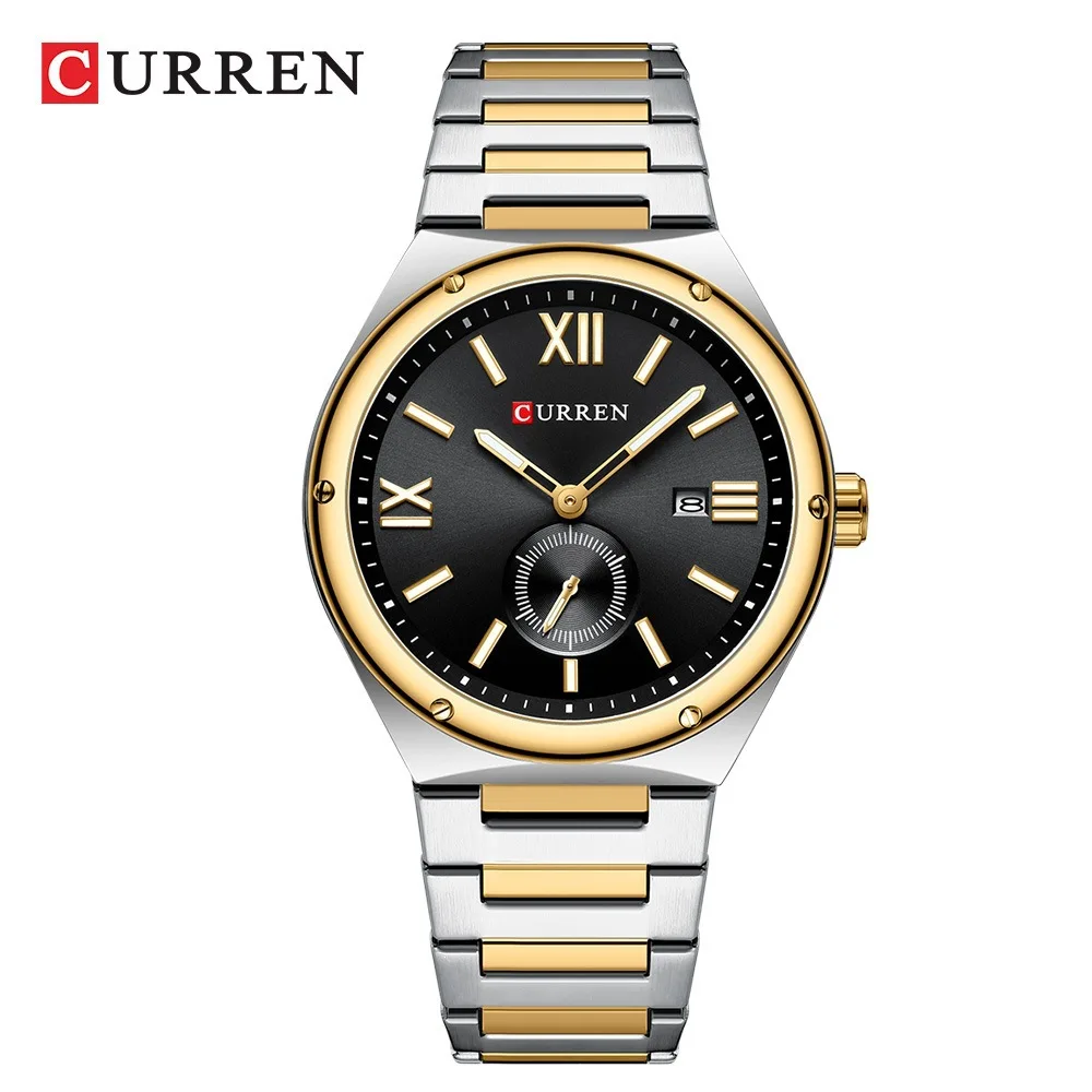 CURREN/Carien 8471 Men's Waterproof Calendar Watch - Multi-function Two-Pointer Half Quartz Watch for Men