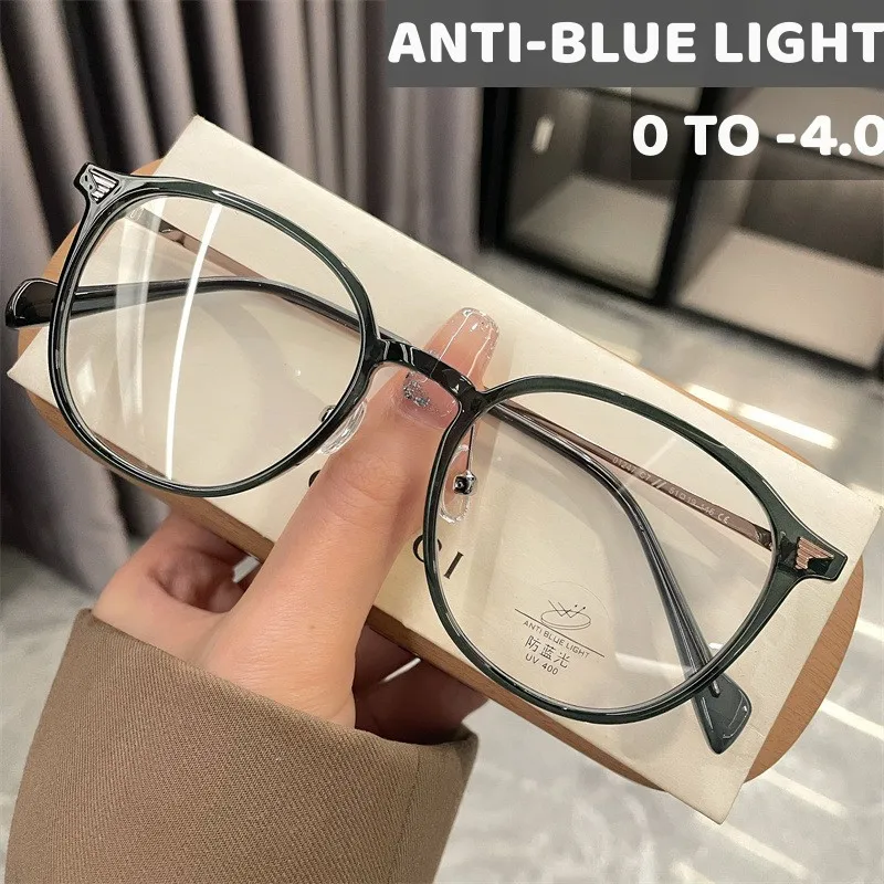 

Women Men New Myopia Glasses Luxury Design Anti-blue Light Eyeglasses Fashion Large Frame Square Eyewear Diopter 0 To -4.0