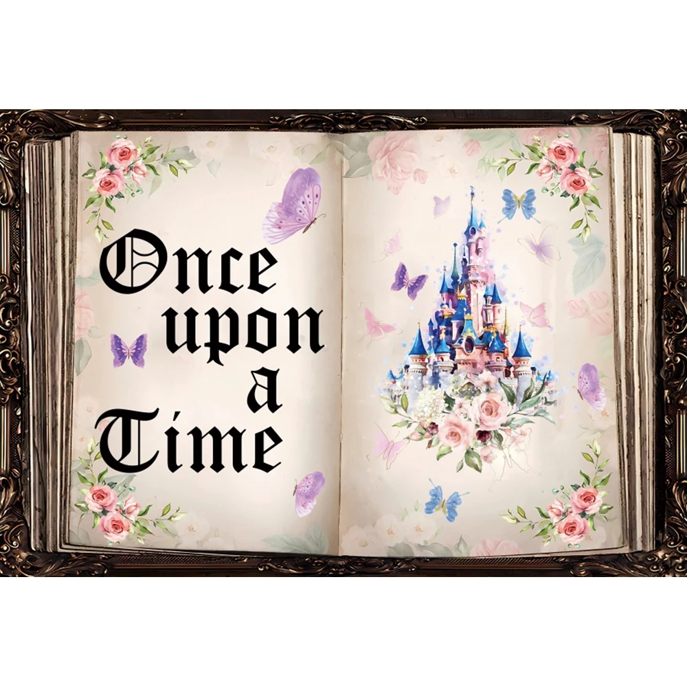 Baby 1st Birthday Once Upon a Time Backdrops For Photography Fairy Tale Book Castle Princess Party Decor Background Photo Studio