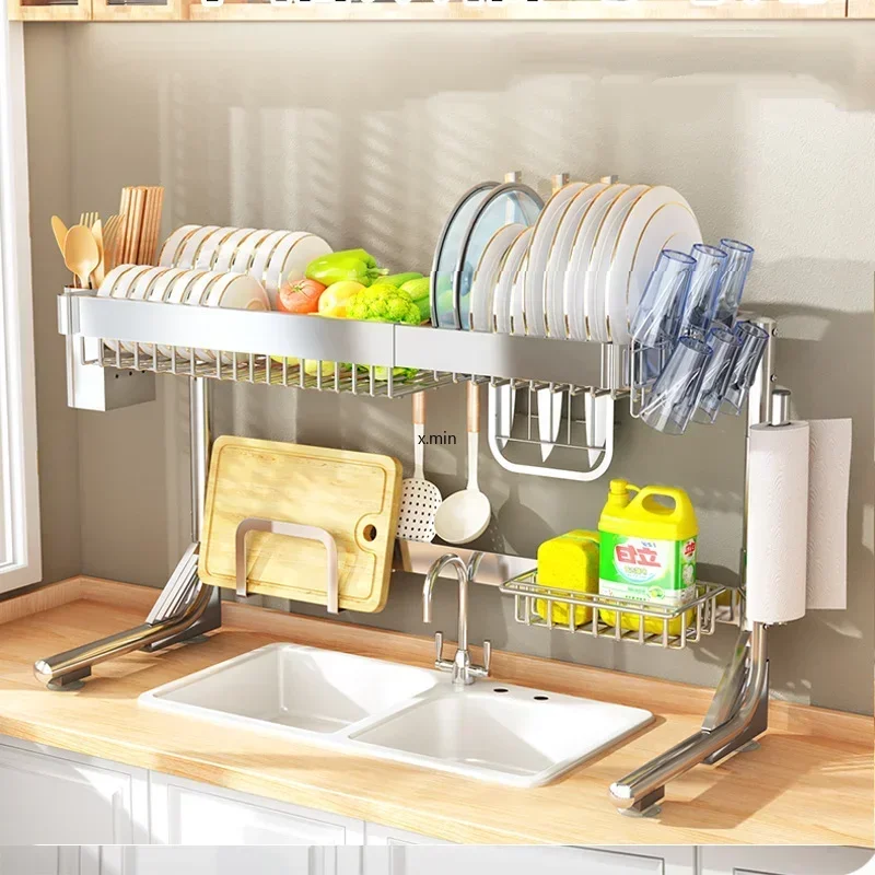 

Kitchen Stainless Steel Telescopic Sink Storage Rack,drainage Bowl and Plate Storage Rack,new Bowl and Plate Rack Above The Sink