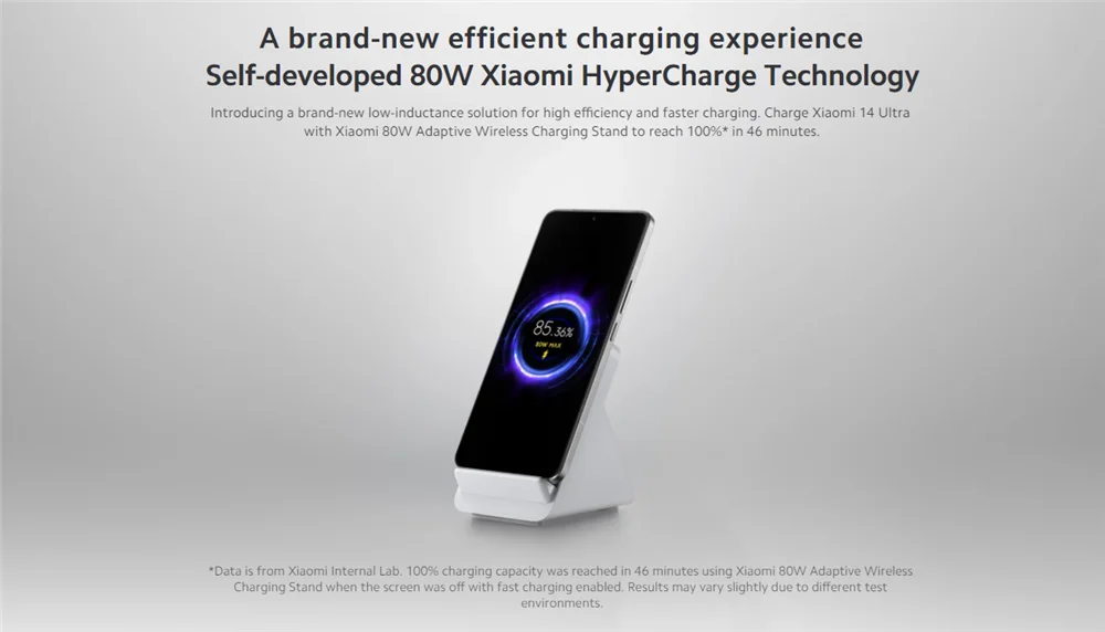 Xiaomi 80W Adaptive Wireless Charging Stand With 120W Charger and 6A Type-c Cable 80W Max Fast Wireless Charge