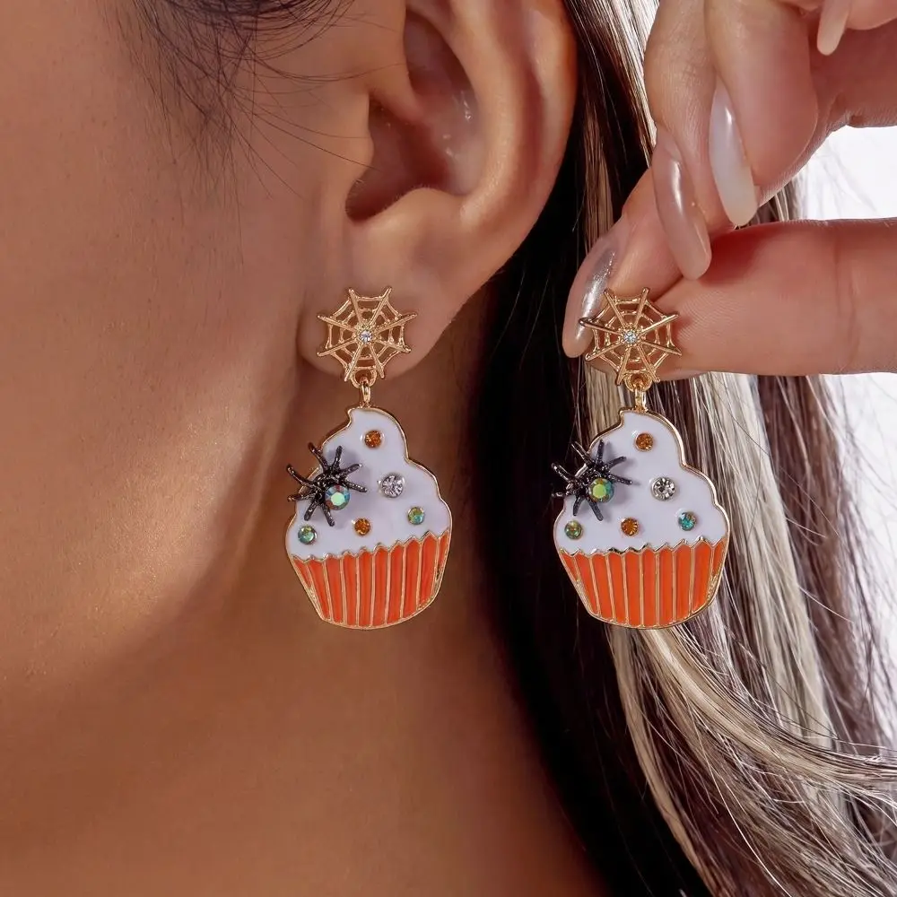 Alloy Material Halloween Earrings Long Tassel Design Dripping Oil Effect Drop Earrings Ghost Earrings Costume Cosplay