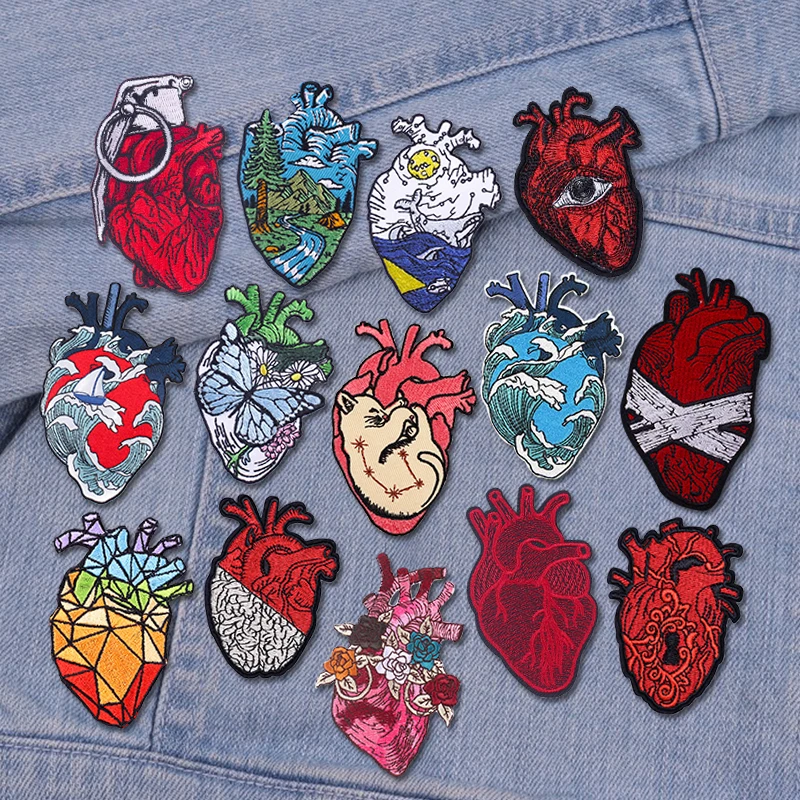 Parche de corazón, parche bordado, parche para planchar para ropa, chaquetas, pantalones vaqueros, cinta, parches bordados, pegatina de costura, apliques DIY