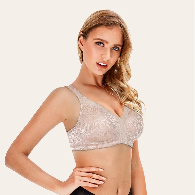 WingLove-sutiãs sem acolchoamento para mulheres, lingerie minimizadora, cobertura total, ombro fora, roupa interior confortável, push up sem fio,