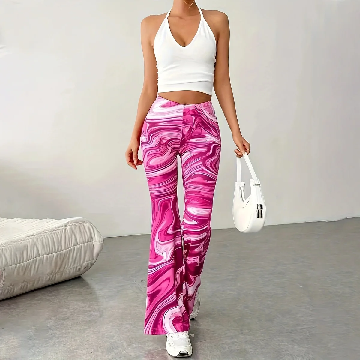 Women's Casual Pants Wide-leg Pants Printed Micro-pull Trousers