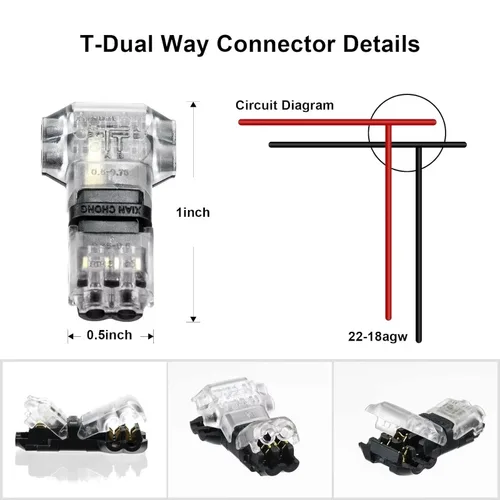 Imagen 2 del producto 50/1 Uds. Conectores de empalme de cable tipo T de 2 pines palanca de empuje conectores de cable rápidos conectores de cable