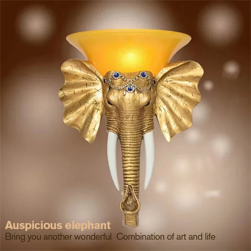 GISELLE moderne éléphant applique intérieure LED créative européenne résine or applique lumières pour la maison salon couloir