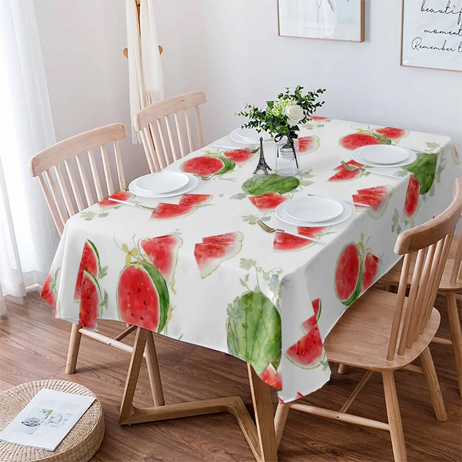 

Summer Fruit Watermelon Waterproof Tablecloth For Table Kitchen Decorative Coffee Cuisine Party Table Cover