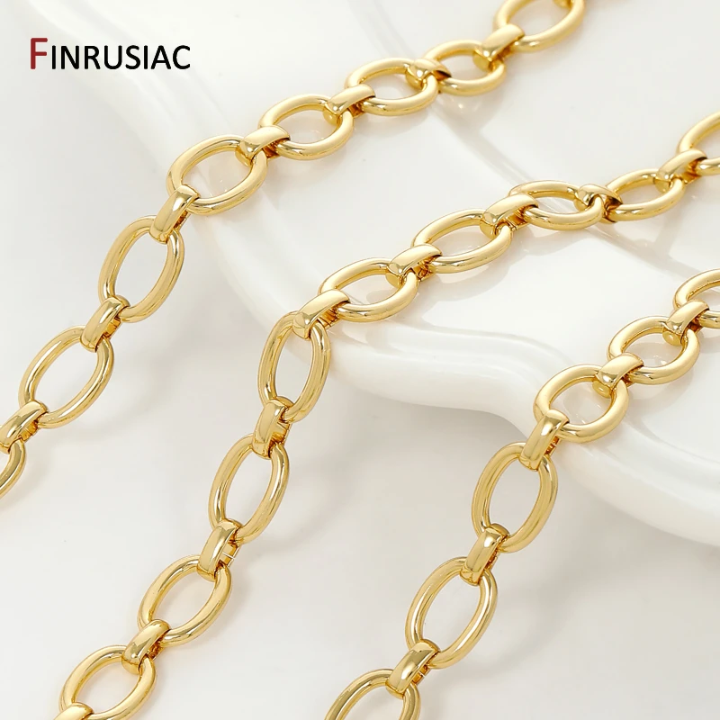 7*10mm 18K Gold Plated Brass Large O Chain for Jewelry Making, High Quality Metal Link Chains for Necklace Bracelet Accessories view 3