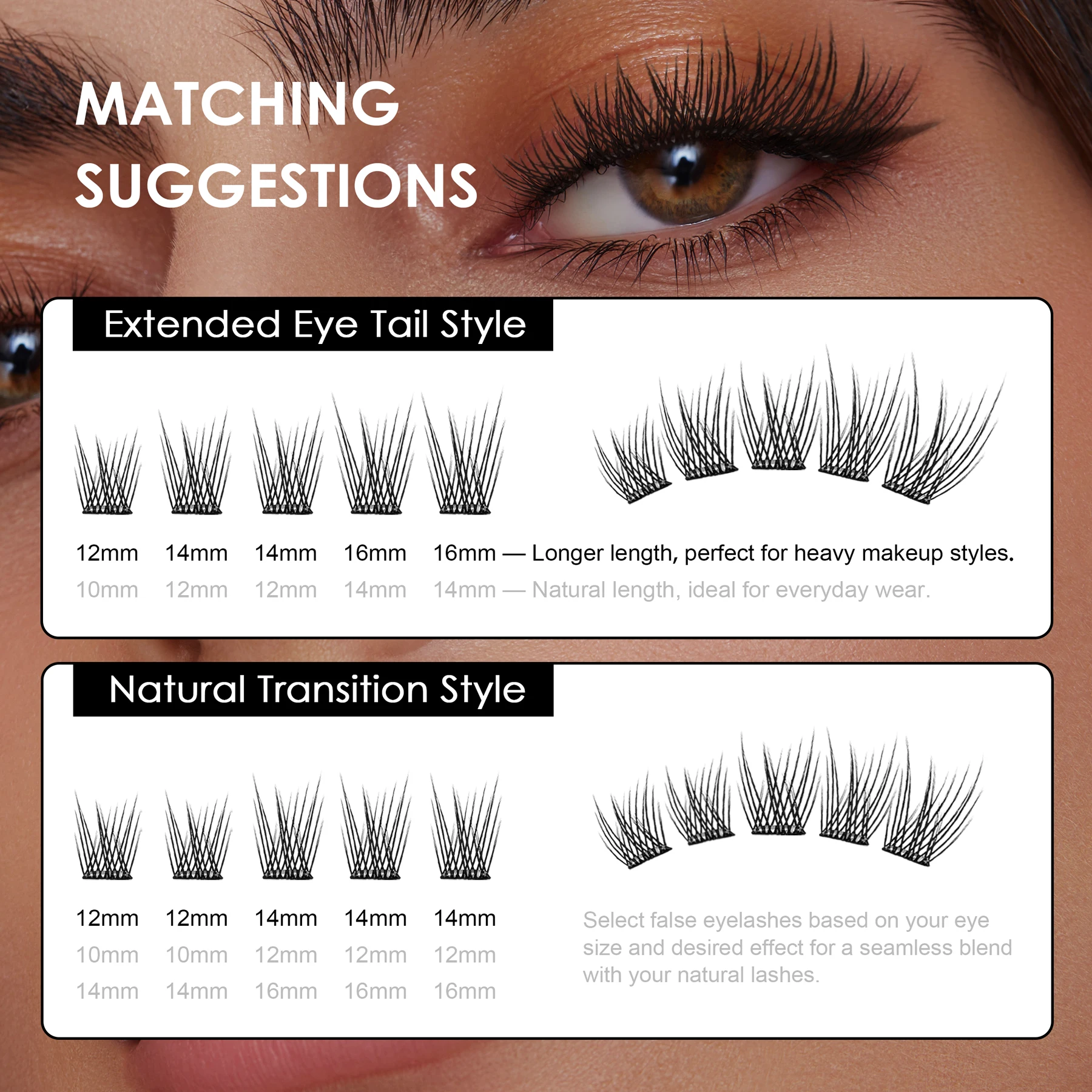 [Seedew] 108Pcs Natural Style Self Adhesive Eyelashes NO Glue Needed Cluster Lashes DIY Lashes Extension Individual Lashes