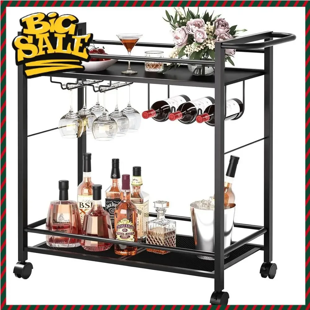 

BestsellerBestseller2-Tier Rolling Home Bar Cart with Storage, Wine Rack, and Glass Holder for Kitchen, Living, and Dining Rooms
