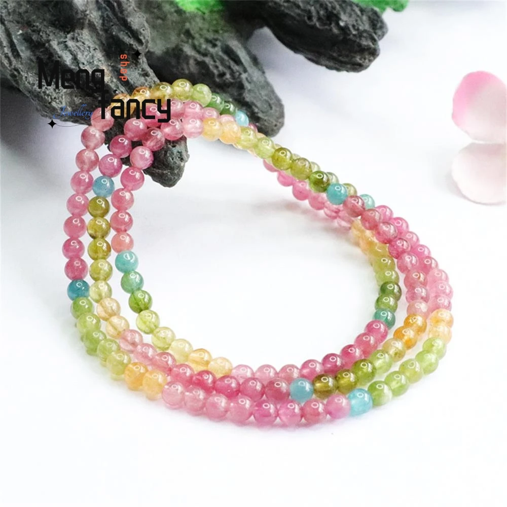 

Natural Rainbow Tourmaline Exquisite Elegant Simple High-grade Bracelet Gradient Colour String Macaroon Necklace Fashion Jewelry