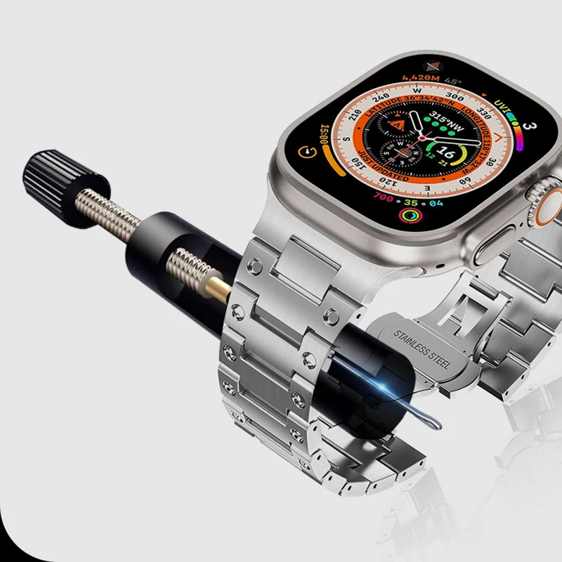 Pulseira de metal cor titânio para apple watch ultra 49mm pulseira de aço inoxidável para iwatch série 10 9 8 7 6 5 se 46mm 45mm 44mm 42mm