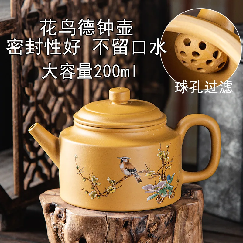 200cc China Yixing Teapot Zisha Xishi Tea Pot Handmade Kettle Purple Clay Suit Tieguanyin Puer Kettle Tea Table Decoration