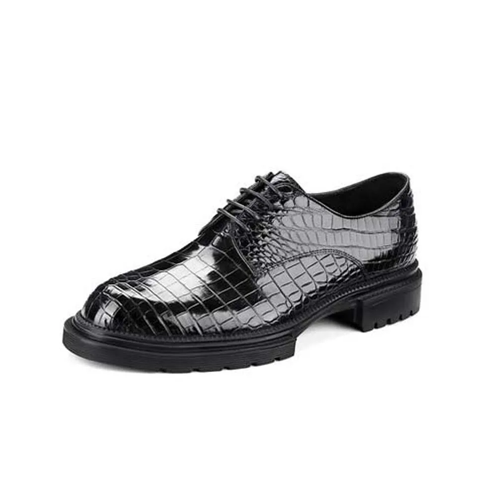 KEXIMA hanlante new crocodile leather shoes  business  Casual shoes  Round head  lace-up  breathable  leisure  lace-up