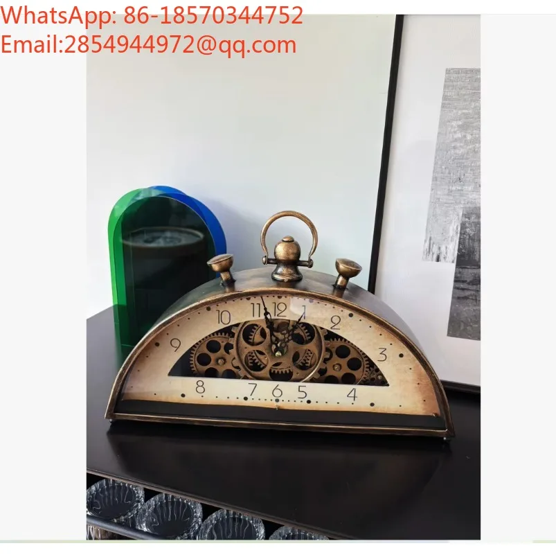 2027    American Retro Light Luxury Desktop Clock, Living Room Art and Creativity, High-quality Desktop Home Decoration Clock