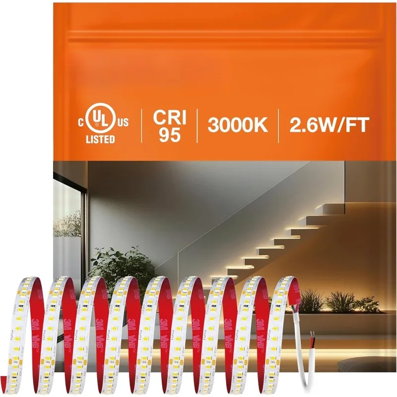 

Светодиодные ленты 24 В 2835 3000 К, 16,4 фута, внесенные в список UL, CRI95, ленточные ленты высокой плотности, 160 светодиодов/м, можно разрезать, с регулируемой яркостью, оснащенные VHB,