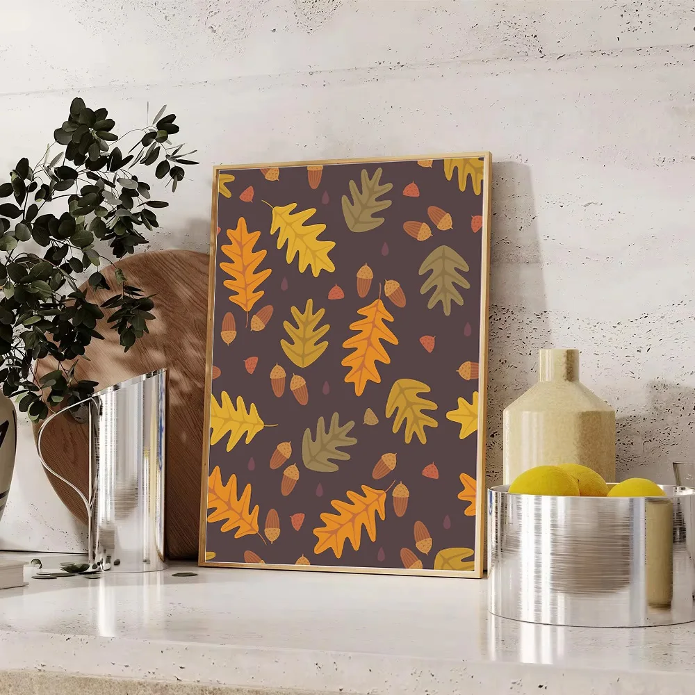 غير المؤطرة سقوط يترك قماش جدار الفن الخريف ديكور المنزل صورة طباعة ريفي الغابات طبيعة المشهد أشجار الغابات هدية #1