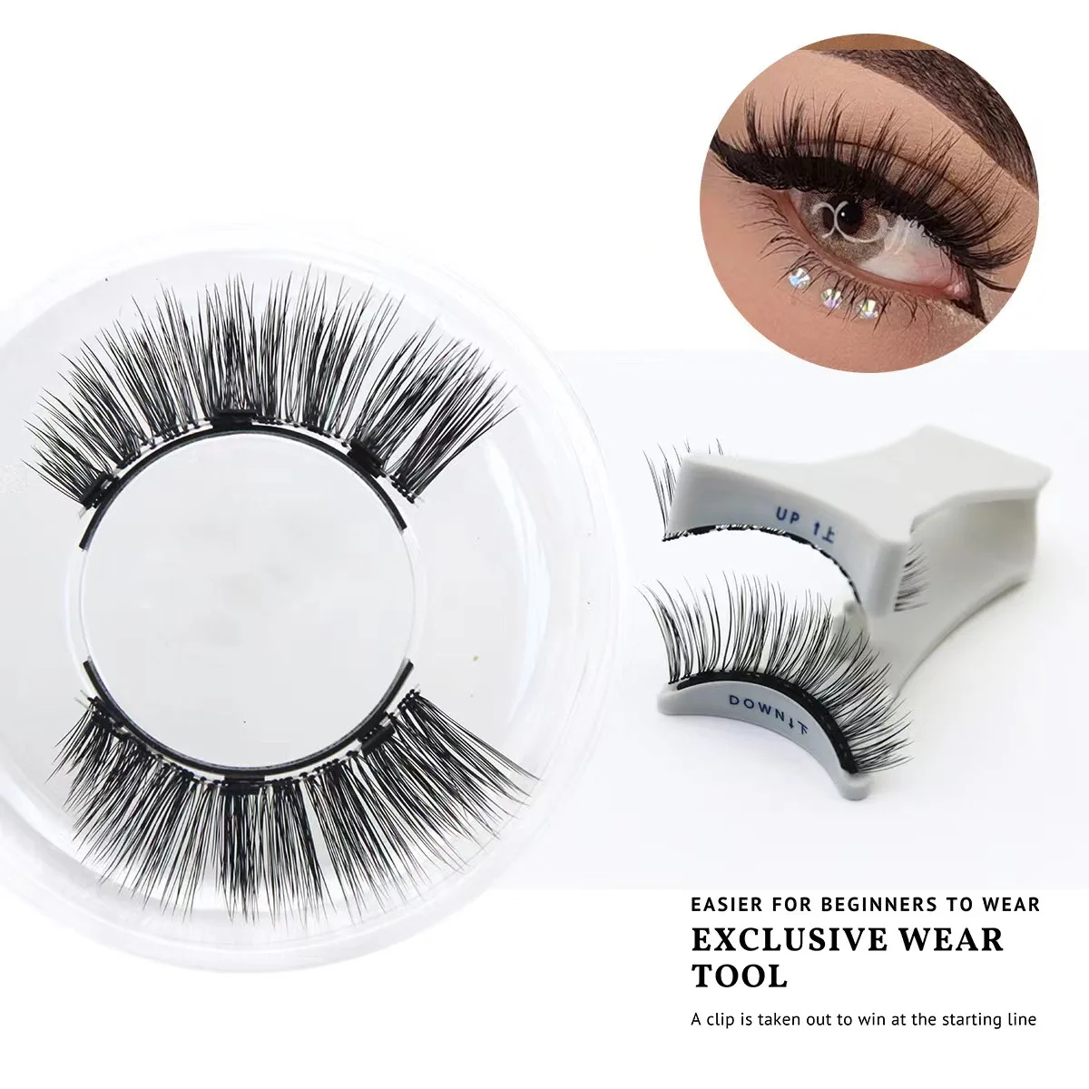 magnetic false eyelashes gift box set, magnetic glue-free eyelashes cross-border thick 2 pairs of large-capacity eyelashes
