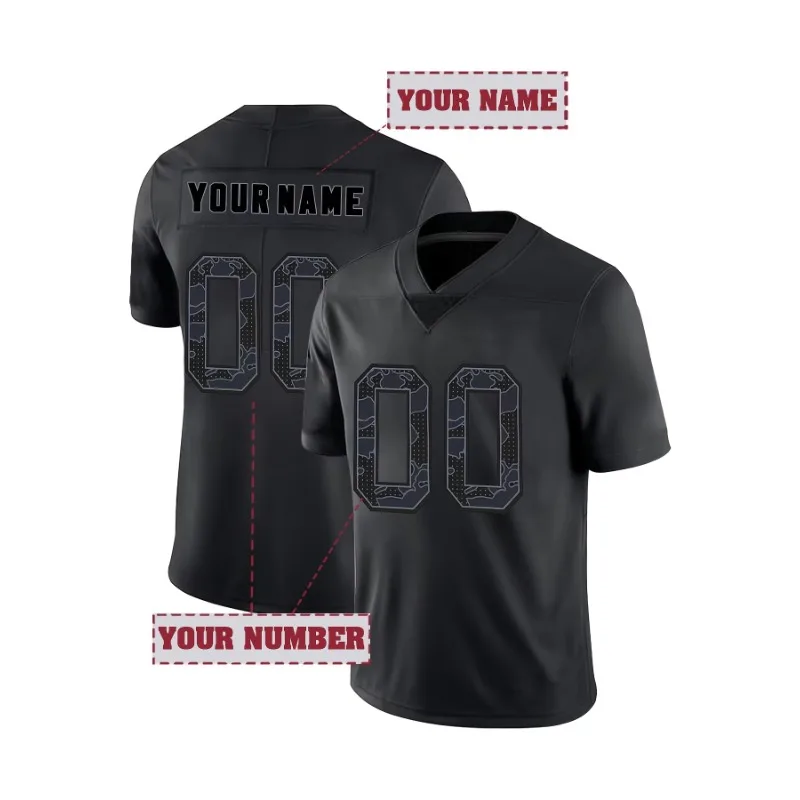 

Personalized Football Jersey-Customizable Name And Number Embroidery Short Sleeve V Neck T-shirt Reflective Limited Jersey