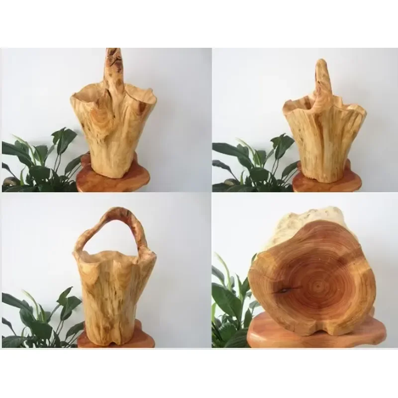 Elegant Hand-Carved Wooden Serving Tray Elegant Carved Wooden Bowl for Fruits or Dishes