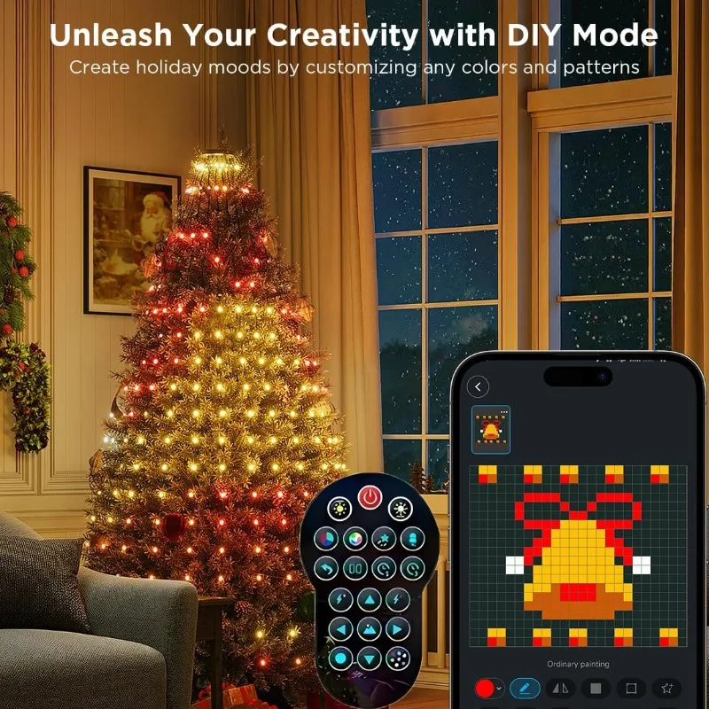 MIMI RGB ضوء شجرة عيد الميلاد الذكي مع 400LED APP التحكم عن بعد مزامنة الموسيقى، نمط DIY، للداخلية والخارجية #6