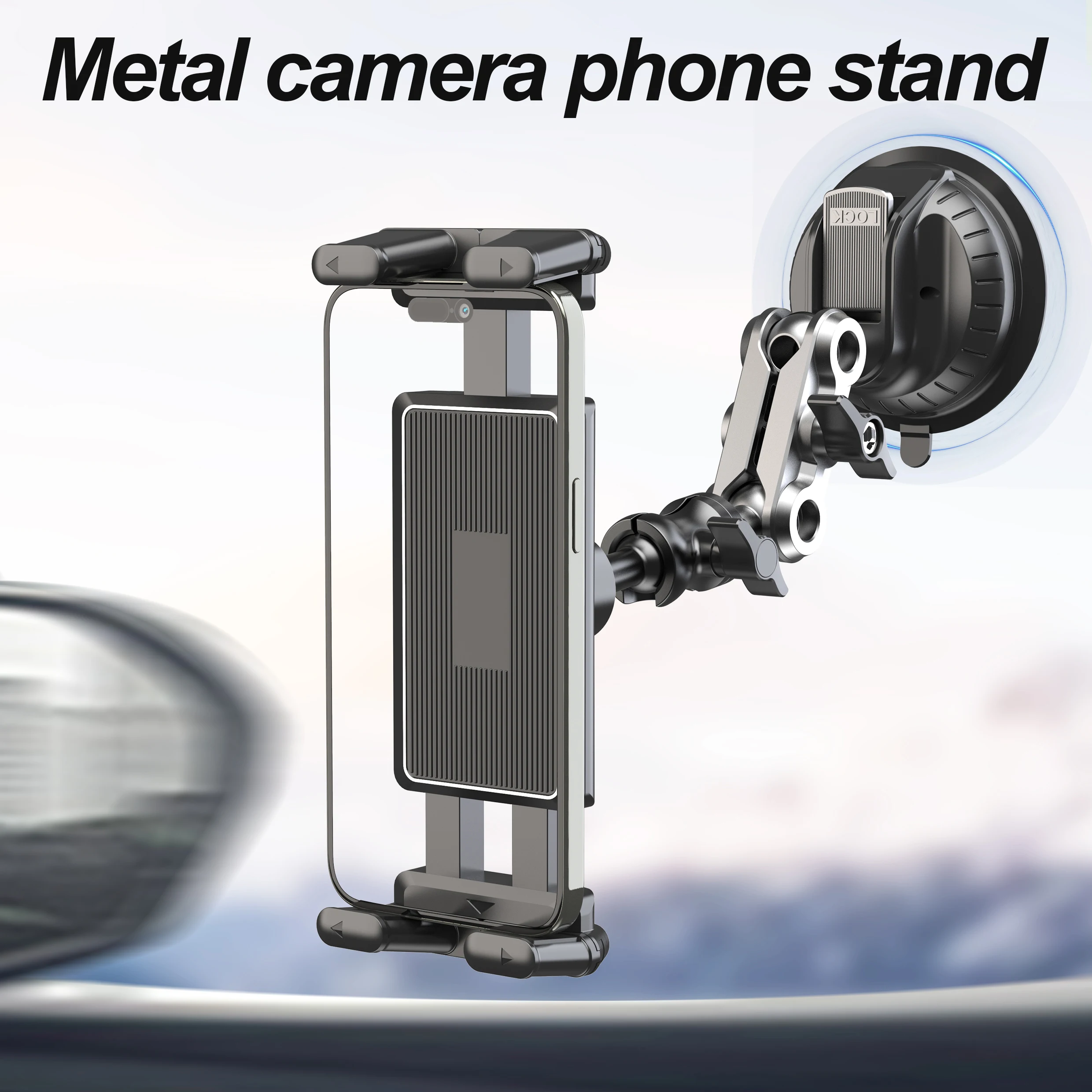 Universelle Autohalterung aus Aluminiumlegierung, verstellbarer Magic Arm für Videoaufnahmen und Vlog-Filmen, für 4"-15" Smartphones und Tablets – Detail 3