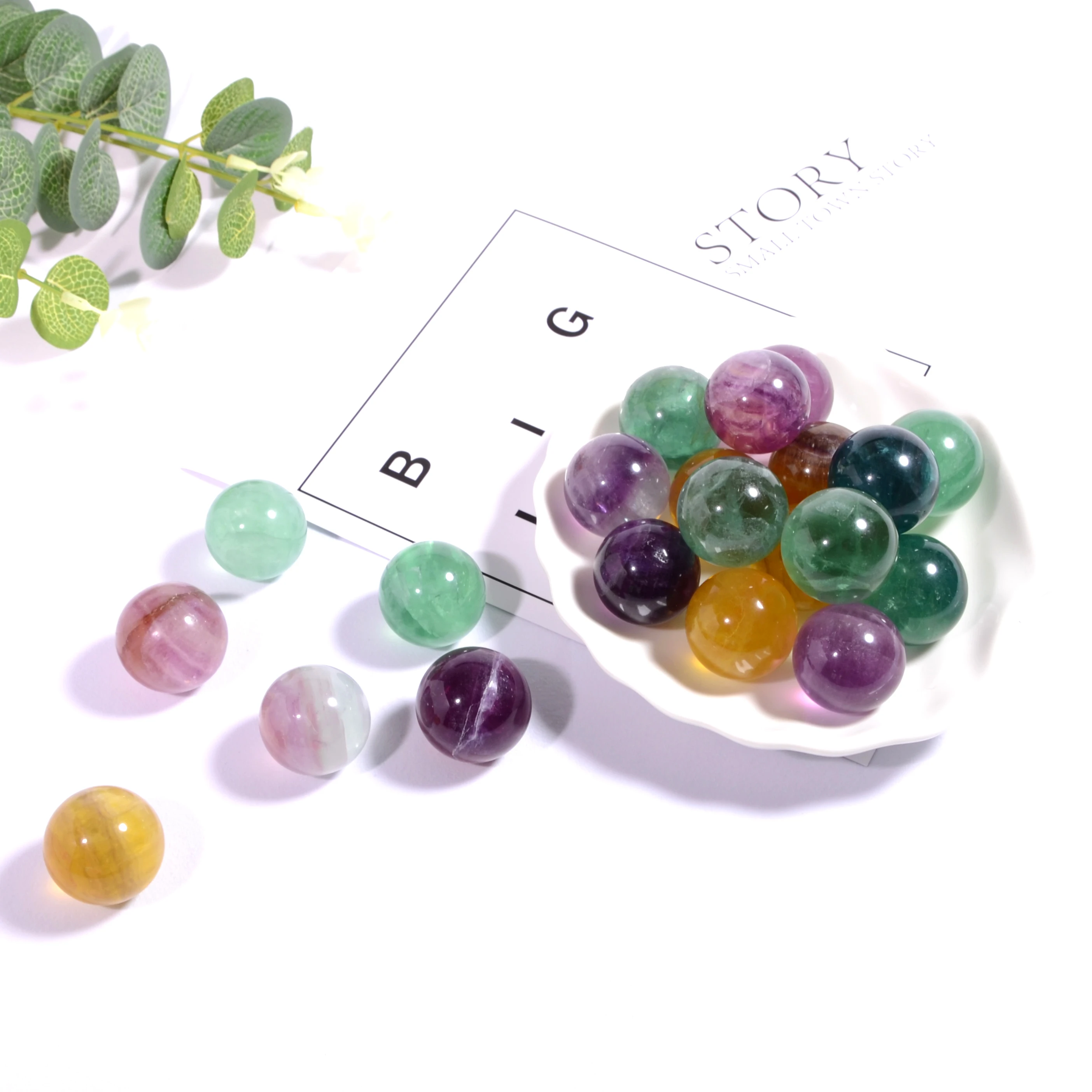 Natural Colorful Fluorite Sphere Crystal Quartz Ball Chakras Stone Healing Reiki Treatment Home Decoration