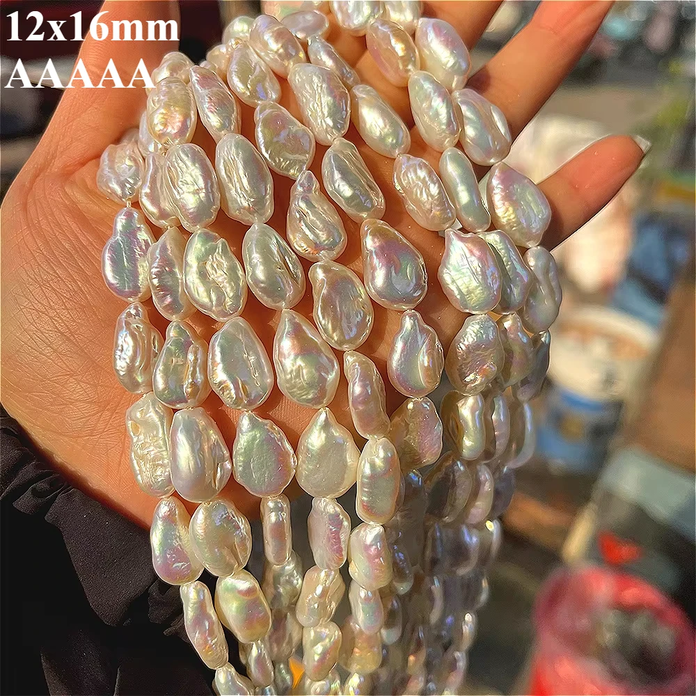 

12x16mm5A Natural Freshwater White Baroque Irregular Pearl Fine Gift Premium Bead Jewelry Make DIY Necklace Bracelet Accessories