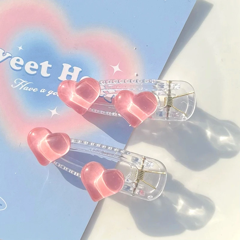 1Pc Cute Love Hair Clip Duckbill Clip Sweet Girl Clear Hair Pin Bangs Side Clip Woman Headwear Hair Accessories