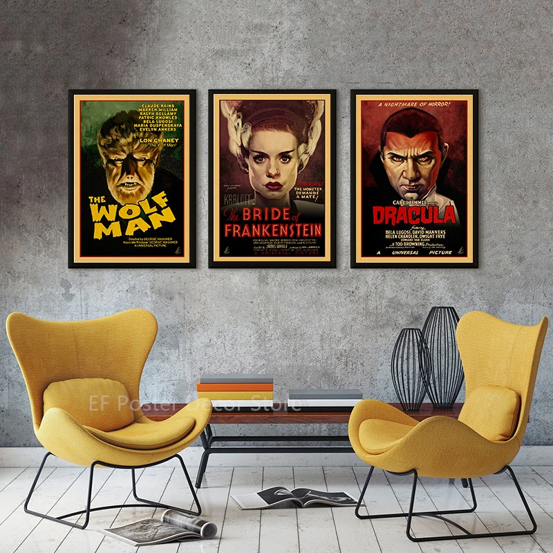 Monsters Movie Poster Retro Kraft Paper Prints Vintage Home Decor Picture Living Room Decoration Horror Film Art Wall Painting