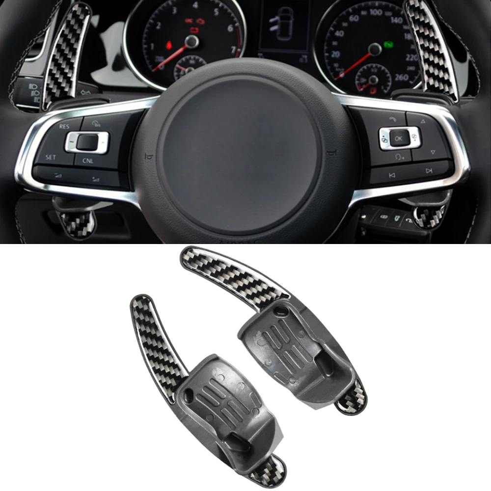 Car Accessories for Volkswagen CC Tiguan Golf 6 Carbon Fiber 2pcs Car Steering Wheel Shift Paddle Shifter Extended