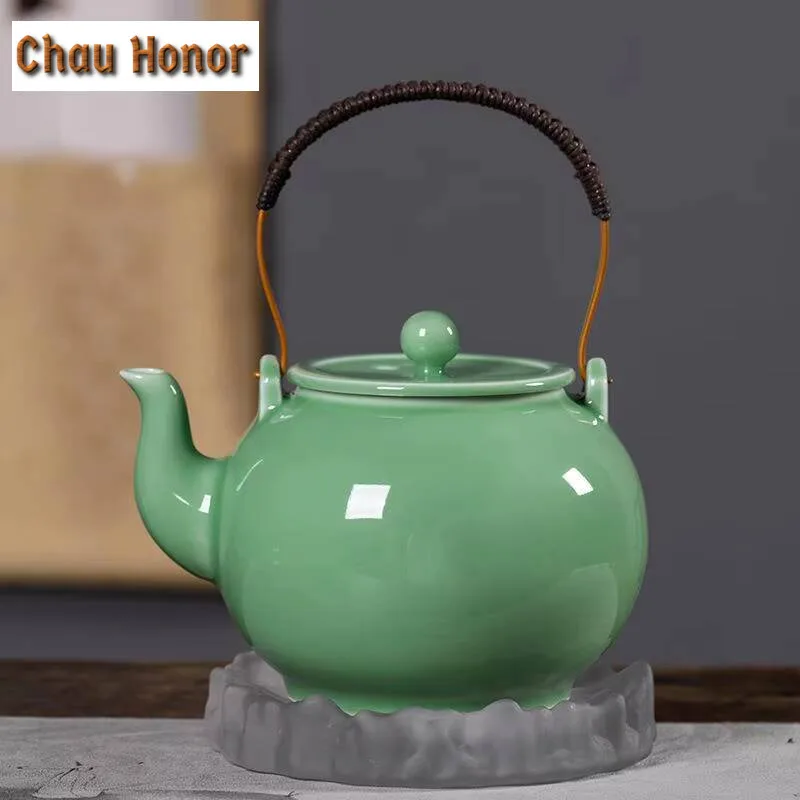 

1300ML Longquan Celadon Lifting Beam Teapot Boutique Large Capacity Pot Chinese Tea Maker Kettle with Filter Teaset Collection