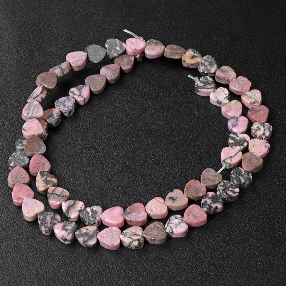 Natural Muticolor Stone Bead Heart Love Shape Rose Quartzs Agat Flat Loose Spacer Beads For Jewelry Making Handmade Supply 6mm
