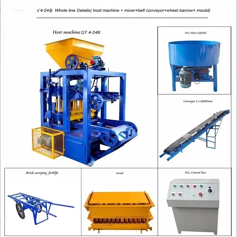 Customized Concrete Block Making Machinery in Philippines QT4-24 Cement Brick Making Machinery From China Hollow Cement Bricks