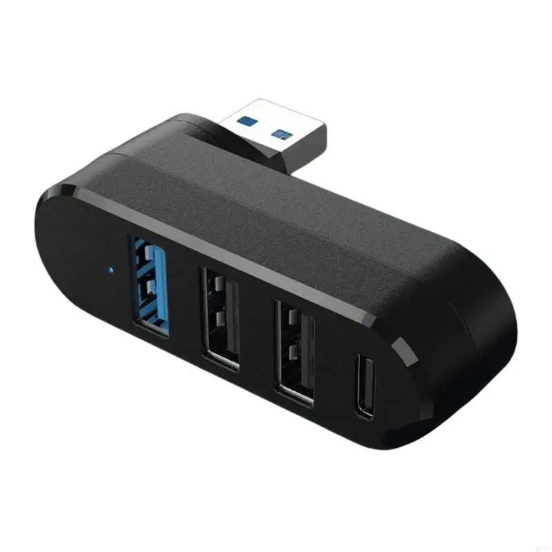 918C 4 منافذ USB Hub USB منفذ بيانات يعمل بالطاقة 180 درجة موسع USB قابل للدوران