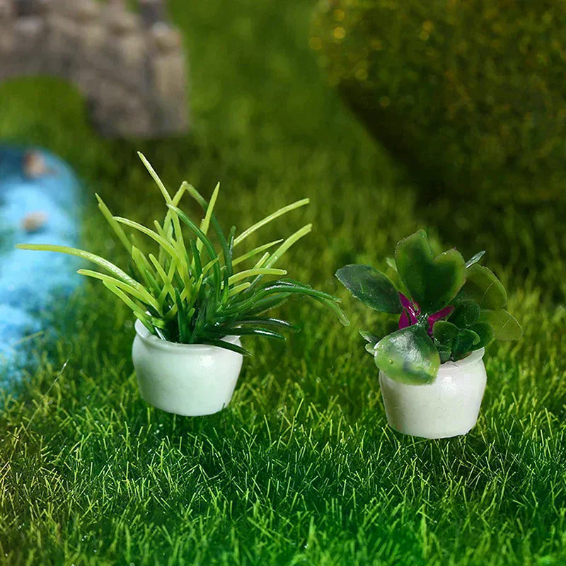 4Pcs 1:12 Dollhouse Miniature Mini Tree Potted For Green Plant In Pot Doll House Furniture Home Decor Simulation Potted Plants